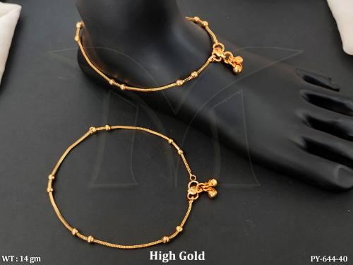 High Gold Simple Beaded Payal for Women 