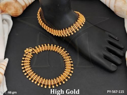 Antique Design High Gold Polish wedding Wear Indian Traditional Jewelry Antique Payal 