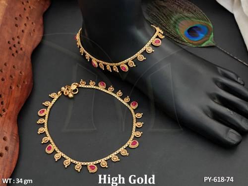 Antique Jewelry High Gold Polish Fancy Wedding Wear Collections Antique Payal 
