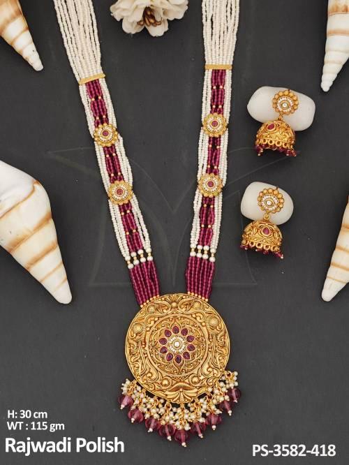 Antique Designer Fancy Wear Rajwadi Polish Antique Pendant Set