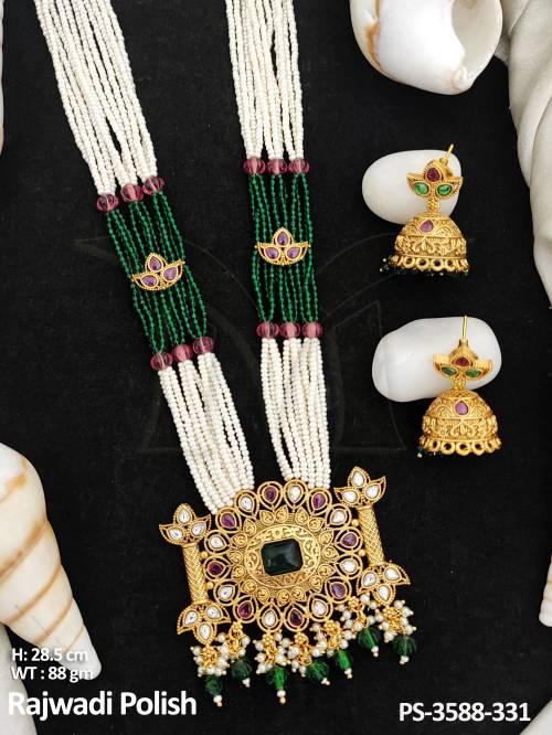 Antique Jewellery Rajwadi Polish Desiger Antique Pendant Set