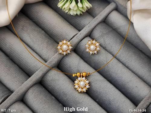 Beautiful High Gold Polish Stone Fancy Style Pendant Set   
