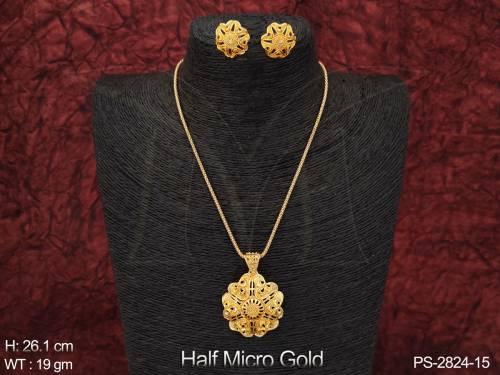 Designer Beautiful Fancy Antique Jewellery Half Micro Gold Pendant Set 