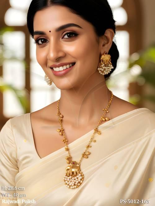 Traditional Elephant Design Pendant Set with Earrings