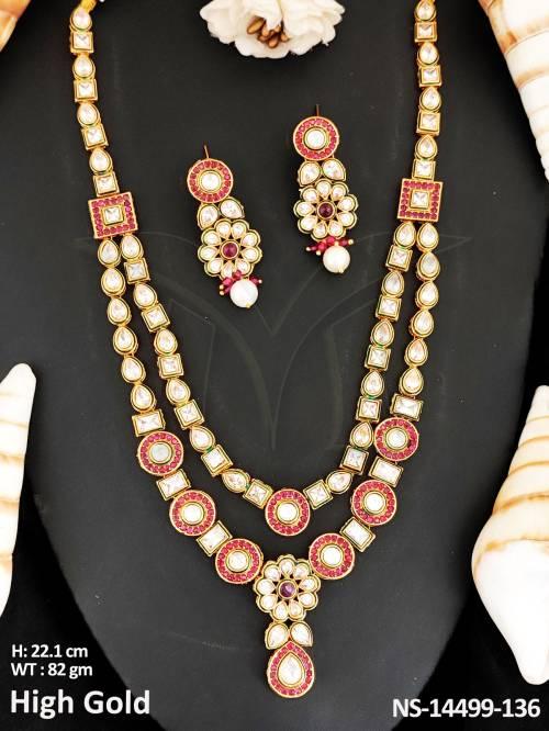 Antique Polki Jewellery Beautiful Designe Antique Polki Necklace Set High Gold Polish 