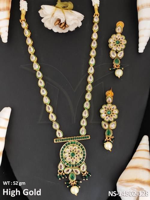 Polki Jewellery Beautiful Designe Antique Polki Necklace Set High Gold Polish 