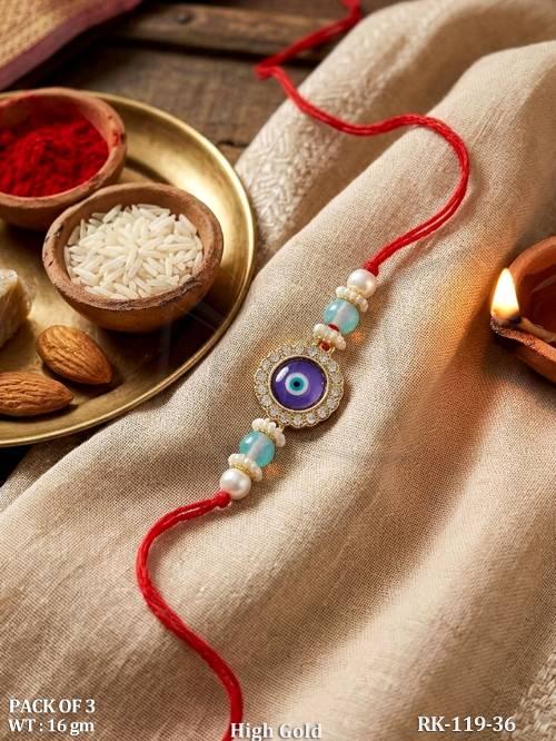 Fancy Evil Eye Pearl Rakhi for Raksha Bandhan