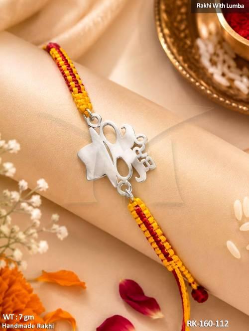silver-om-rakhi-with-lumba-set-for-bhai-bhabhi
