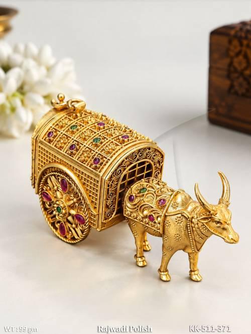 Rajwadi Polish Antique Bullock Cart Sindoor Box