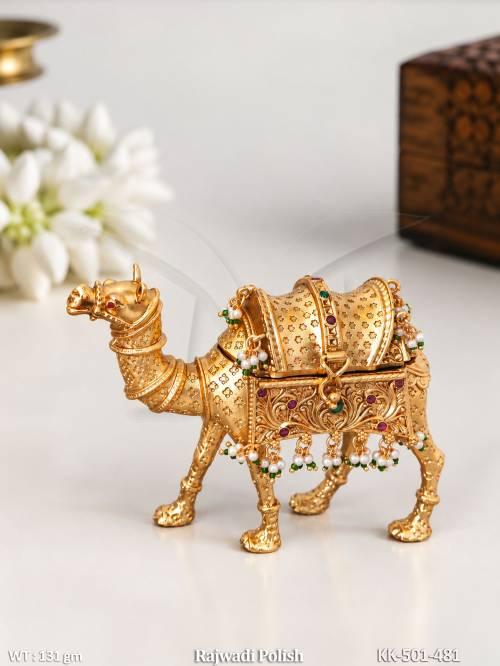 Designer Gold Finish Camel Sindoor Box