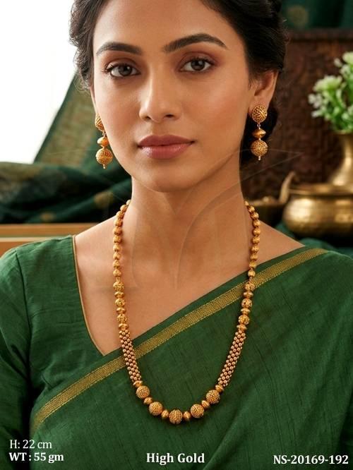 Fancy Antique Long Necklace Set with Earrings