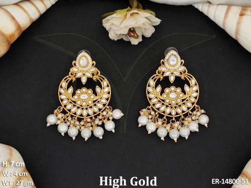 Antique Jewelry High Gold Polish Chand bali Style Fancy Antique Earrings 