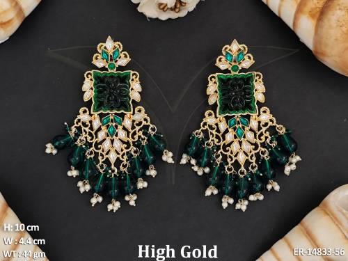 Antique Jewellery High Gold Polish Designer Antique Long Earrings
