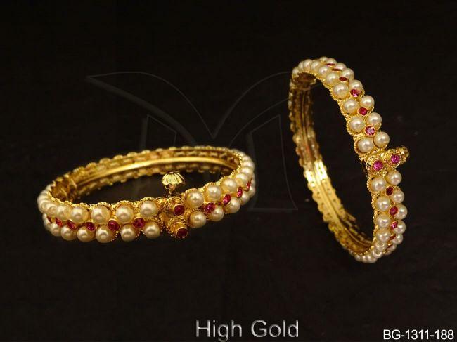 Moti Style Double Layered Antque Bangles