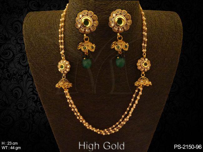 round flower long multi chain necklace detail