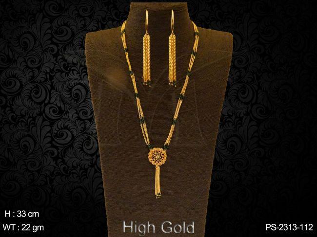 Chain pearl delicate antique pendant set