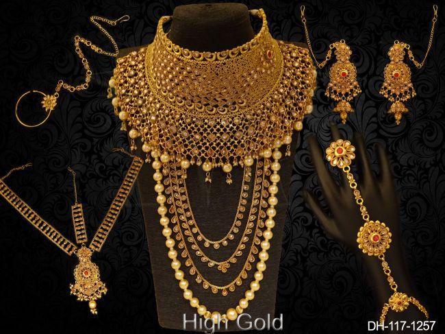 Multi Layer Moti Stone Heavy Dulhan Set — DH-117-1257
