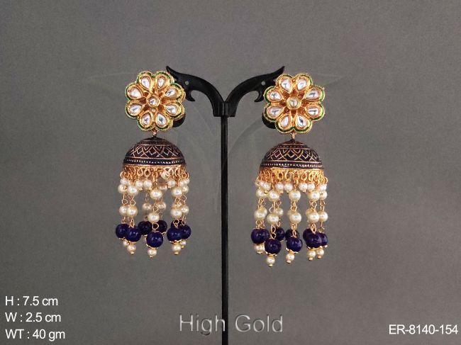 Kundan Meenakari jhumka earring