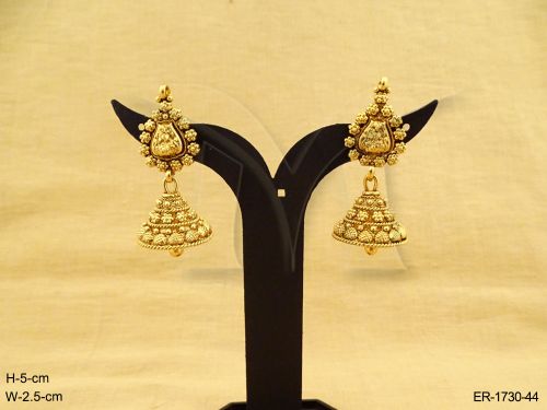 paan designed hooked jhumki antique earrings detail