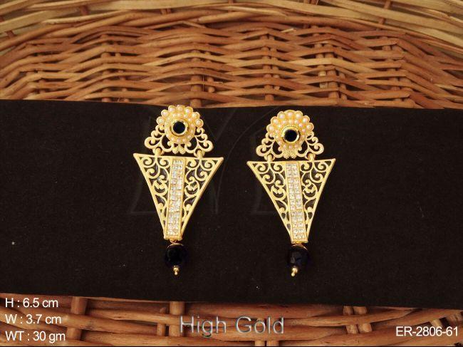 reverse triangle antique earrings detail