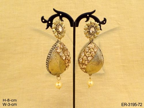 paan different side polki earrings detail
