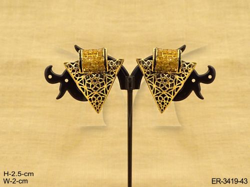 triangular square antique earrings detail
