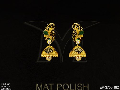 traditional matt gold plated designer jhumka earring