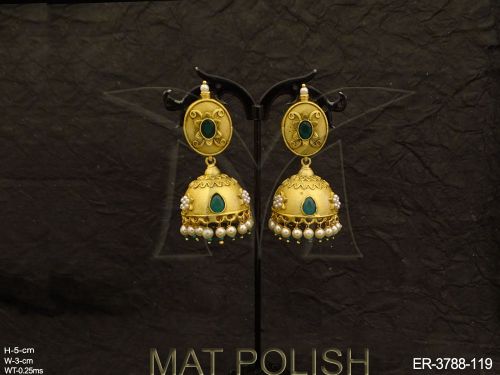 oval jhumki shape earrings detail
