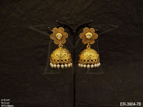 spiral flower jhumki earrings detail