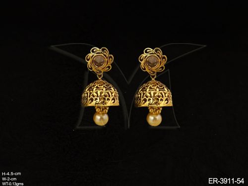 dome moti drop flower antique earrings detail