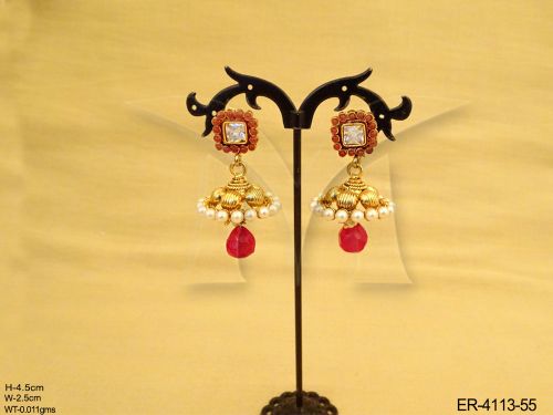 triangular shaped antique earrings detail