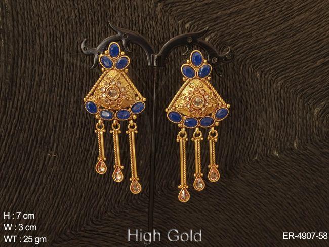pie arc shape oval stone earrings detail