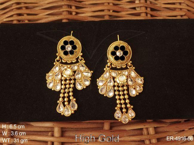 paan stone designed polki earrings detail