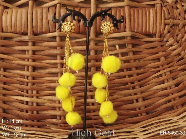 cotton balls drop antique earrings detail