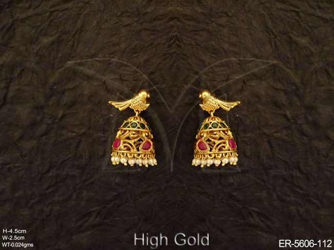 bird hold jhumki imitation earrings detail