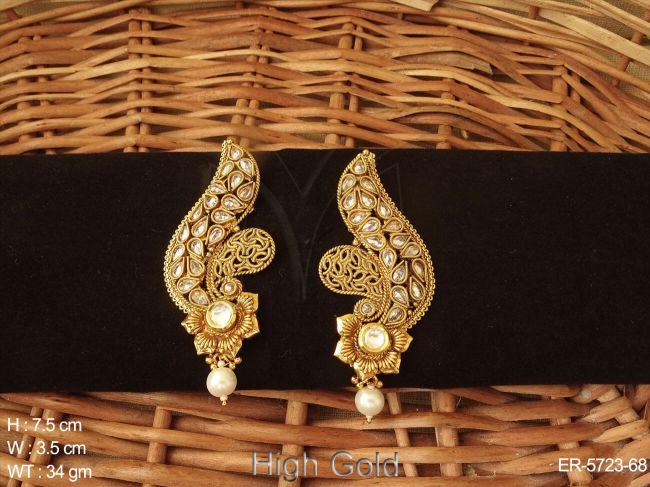 flower kanful type antique earrings detail