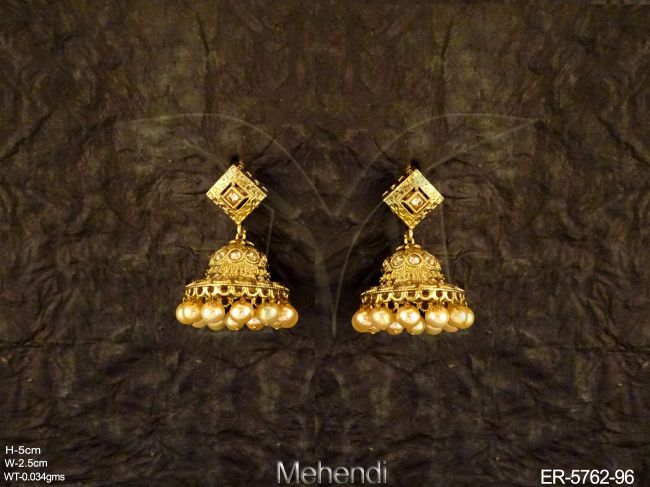 bell shape moti antique earrings detail