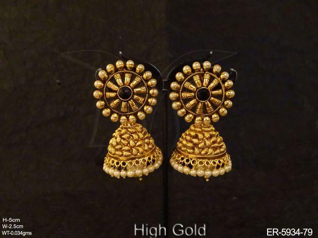 wheel style jhumki antique earrings detail