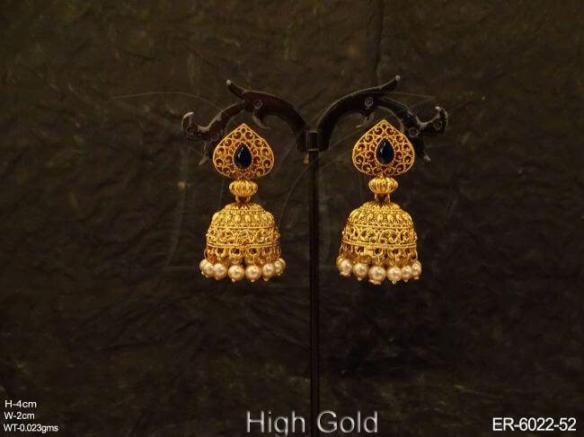 paan shape textured jhumki earrings detail