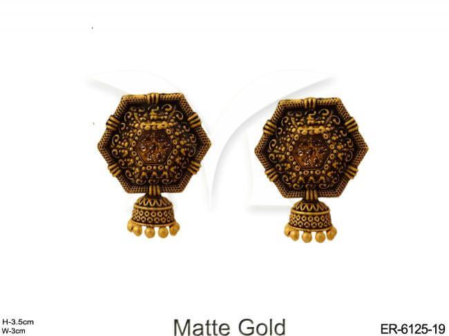 hexagon shape jhumki earrings detail