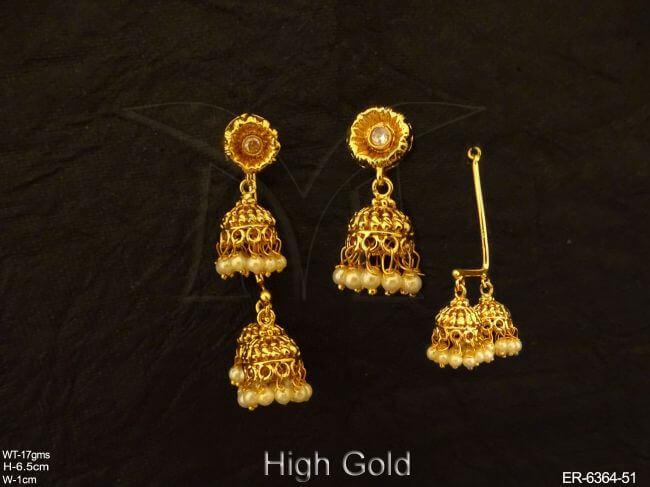 Jhumki Textured Style Antique Earrings