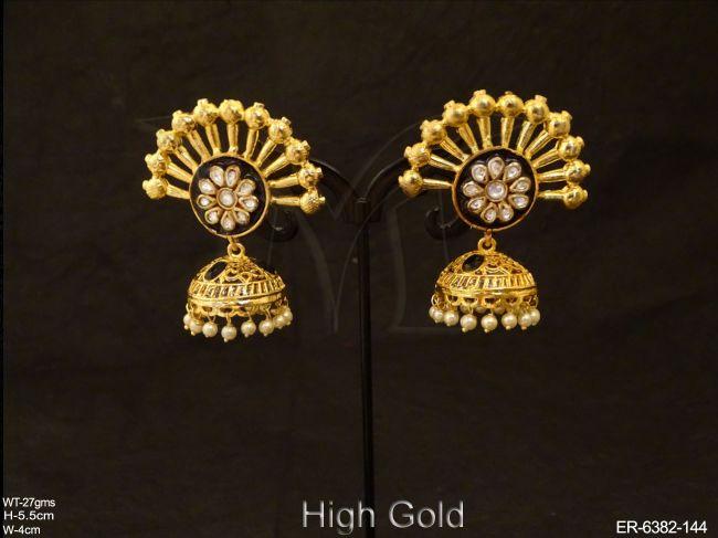 jhumki fan designed antique earrings detail