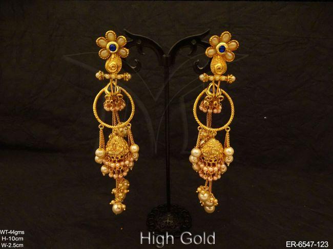 Jhumki Style Long Ring Antique Earrings
