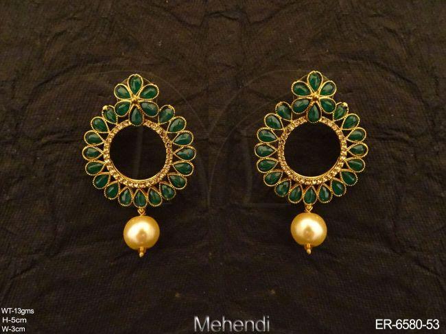 reverse paan stone antique polo earrings detail