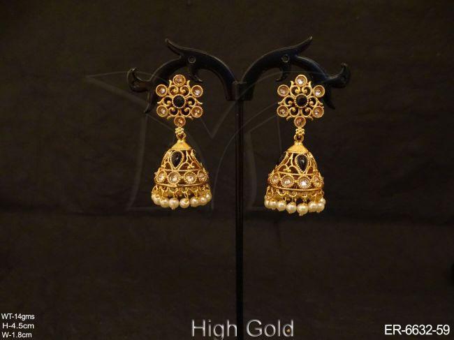 jhumki shape flowery designer earrings detail