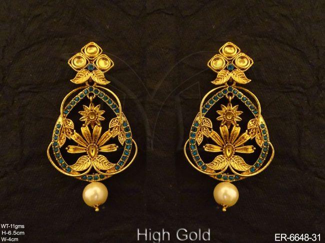 half flower style designer antique earrings detail