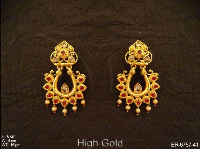 reverse paan stone antique earrings detail
