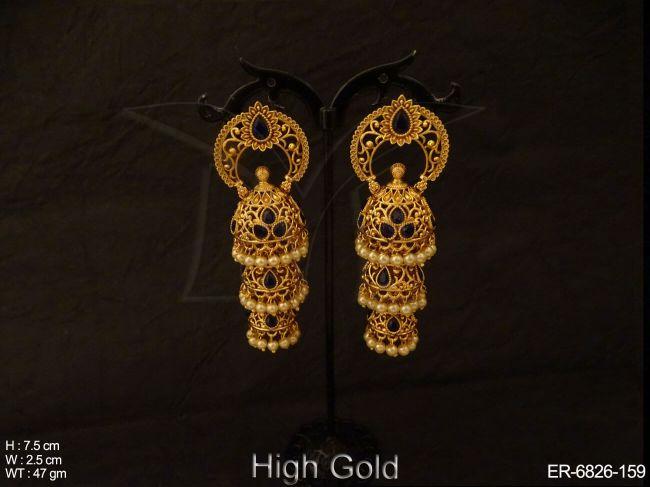 Reverse Chand Shape Jhumki Earrings