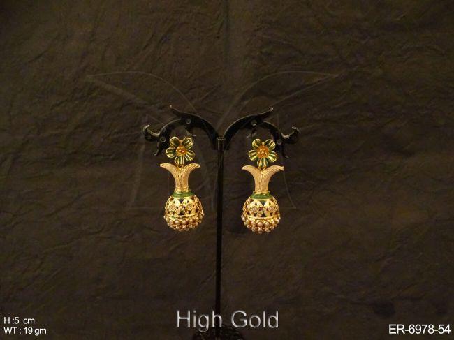 kalash style flower antique earrings detail