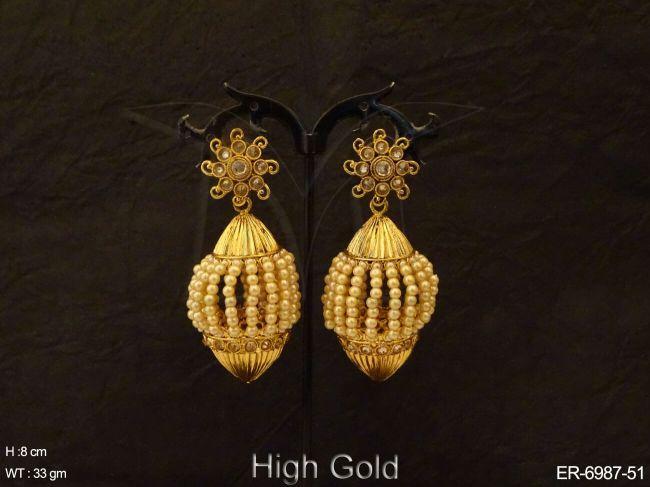 modak style moti antique earrings detail